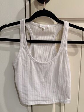 Better Be White Ribbed Racerback Crop Tank Top